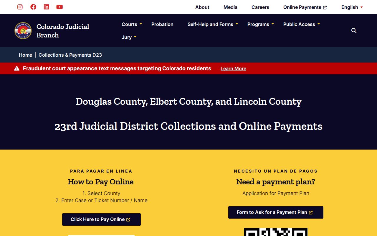 Elbert County court payment selector for bench warrant cases