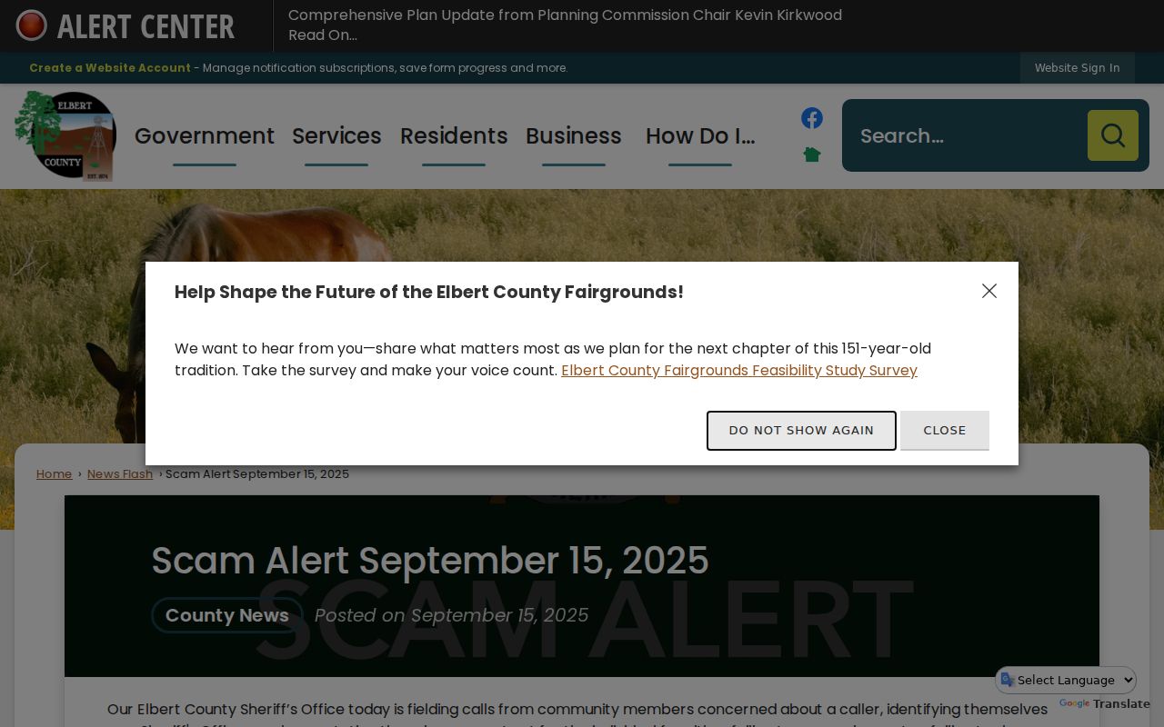 Elbert County arrest warrant payment scam warning